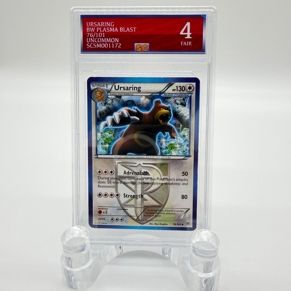 Pokemon Ursaring 76/101 BW Plasma Blast SlabCave Graded 4 Fair Team Plasma Card